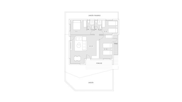 Bungalow floor plan, 3 bedrooms in HORIZON No. 5 (2D)